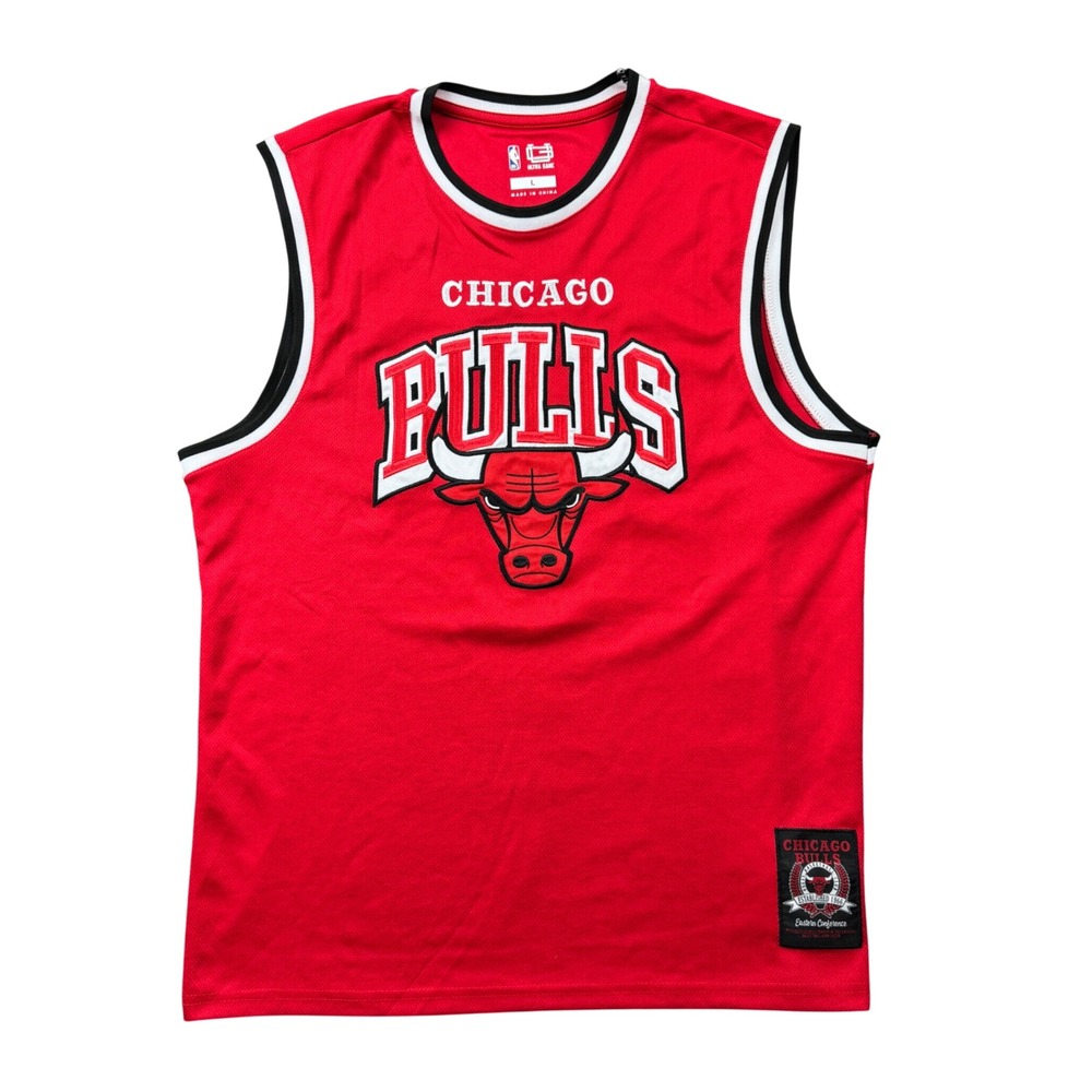 NBA Ultra Game Chicago Bulls Jersey Mens Large Red Basketball Embroidered Logo